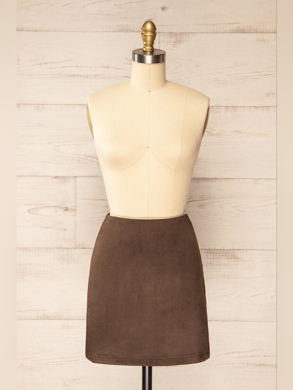 Faux Suede Brown Mini Skirt